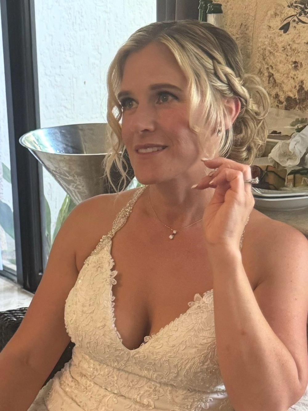 Elegant White Lace Halter Bridal Gown - Picture 17 of 17